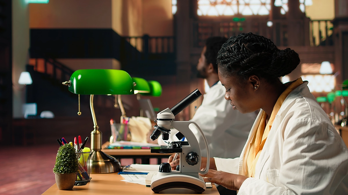female student working